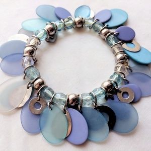Blue & Silver Mixed Media Boho Bracelet